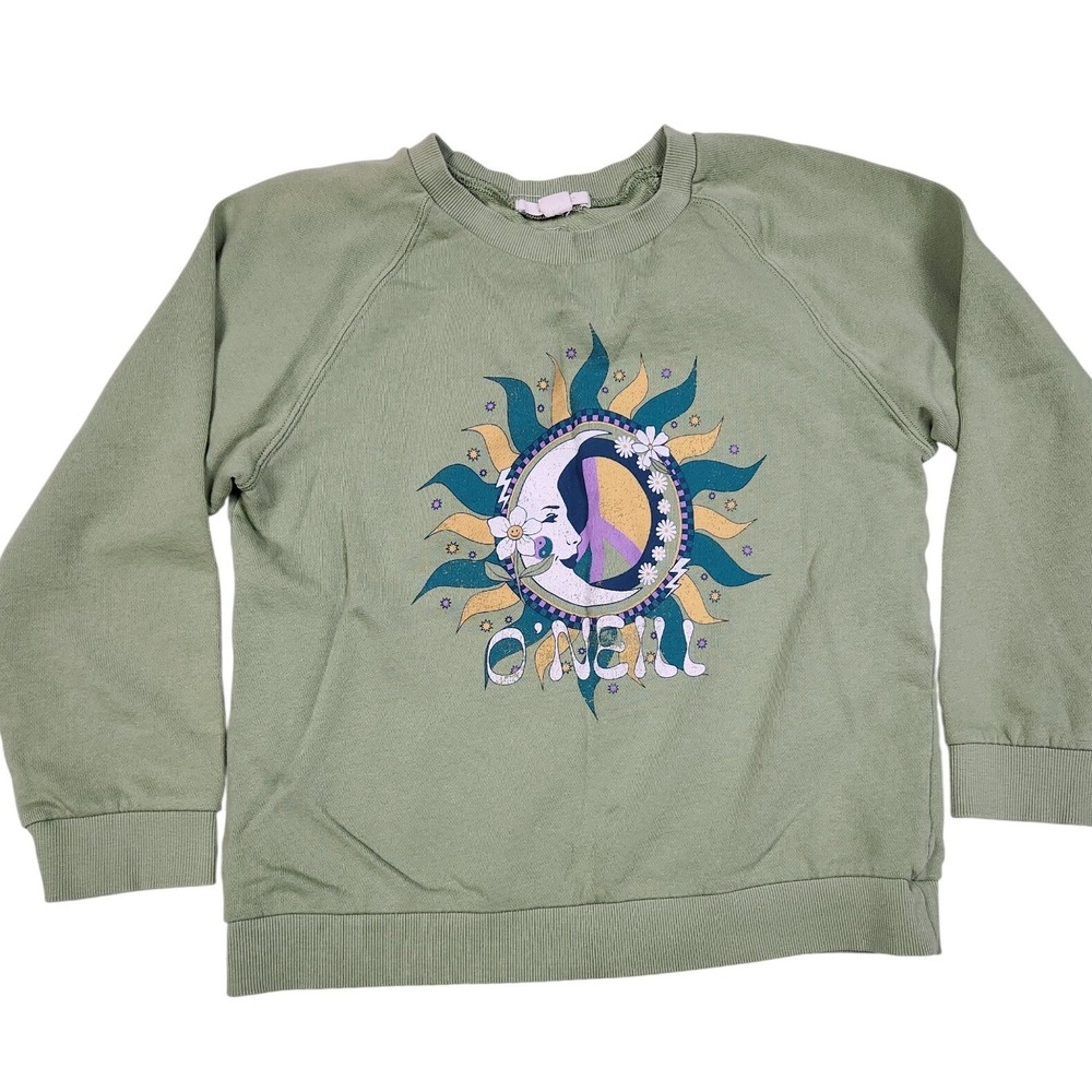 O'Neill Green‎ Psychedelic Sun Crew Neck Sweatshirt Youth Large